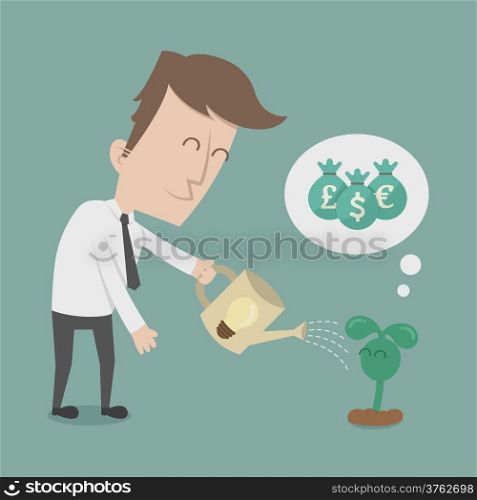 Business man watering money tree , eps10 vector format