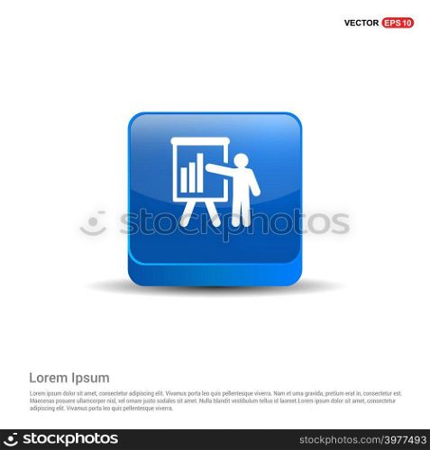 Business Man with Growing graph Icon - 3d Blue Button.