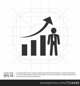 Business Man with Growing graph Icon