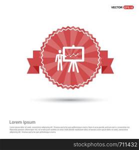 Business Man with Growing graph Icon - Red Ribbon banner