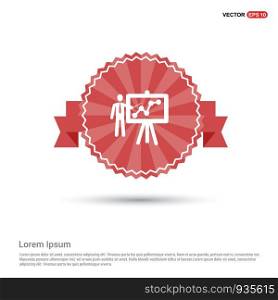 Business Man with Growing graph Icon - Red Ribbon banner