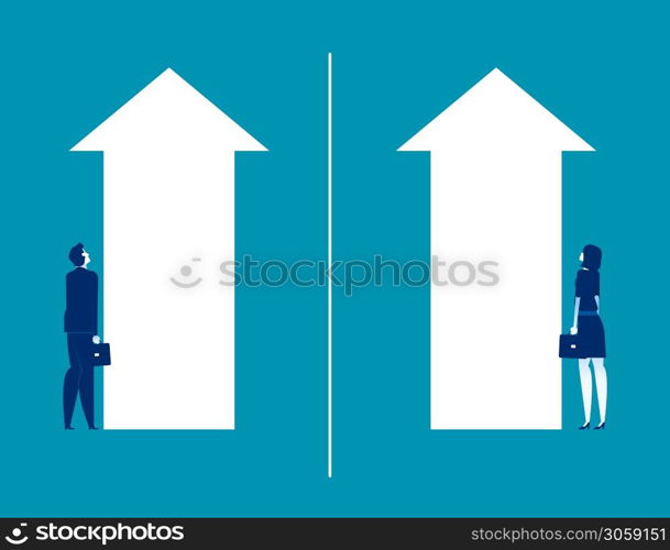 Business man with women looking growth arrow. Concept business vector illustration, Business set, Collection