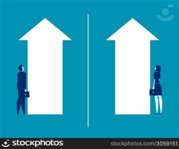 Business man with women looking growth arrow. Concept business vector illustration, Business set, Collection
