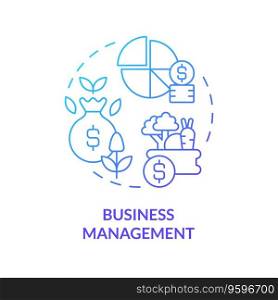 Business management blue gradient concept icon. Strategic planning. Crop rotation. Market analysis. Farm industry. Round shape line illustration. Abstract idea. Graphic design. Easy to use. Business management blue gradient concept icon