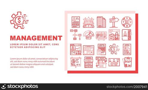 Business Management Business Landing Web Page Header Banner Template Vector Product Business Management And Presentation, Crm Marketing And Swot Analysis, Earning Money And Launch Startup Illustration. Business Management Business Landing Header Vector