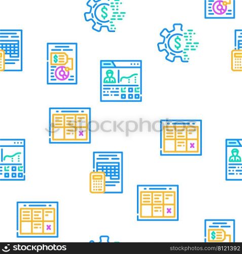 Business Management Business Vector Seamless Pattern Color Line Illustration. Business Management Business Icons Set Vector