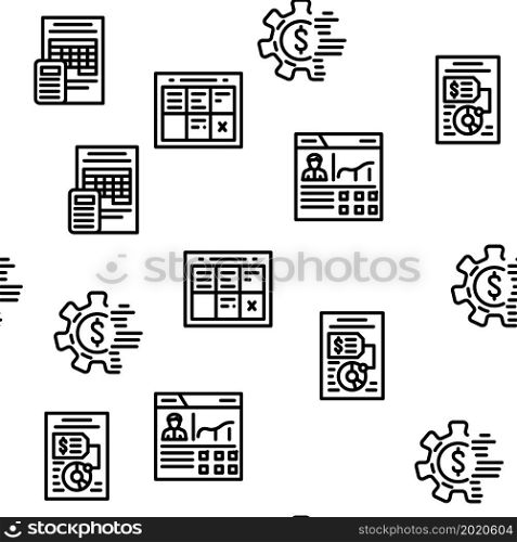 Business Management Business Vector Seamless Pattern Thin Line Illustration. Business Management Business Vector Seamless Pattern