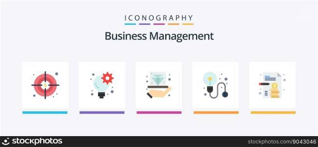 Business Management Flat 5 Icon Pack Including business report. business. diamond. process. business. Creative Icons Design