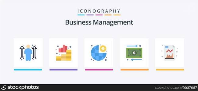 Business Management Flat 5 Icon Pack Including chart. money. business. management. business. Creative Icons Design