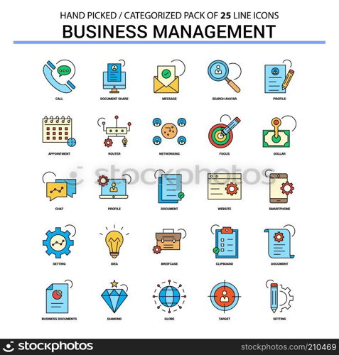 Business Management Flat Line Icon Set - Business Concept Icons Design