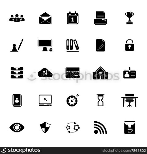 Business management icons on white background, stock vector