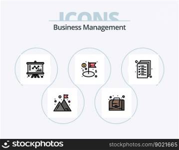 Business Management Line Filled Icon Pack 5 Icon Design. file. business. business. time. business