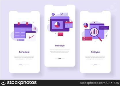 Business management mobile app concept. Illustrations for websites, landing pages, mobile applications, posters and banners