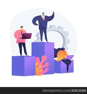 Business management, subordination, staff work organization. Firm departments, head office and subsidiaries. Executive and deputies cartoon characters. Vector isolated concept metaphor illustration.. Business management vector concept metaphor.