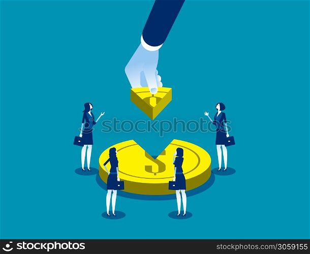Business market share. Concept business vector illustration, Sweet Pie, Currency, Slice.