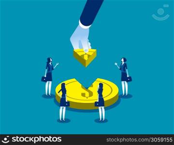 Business market share. Concept business vector illustration, Sweet Pie, Currency, Slice.