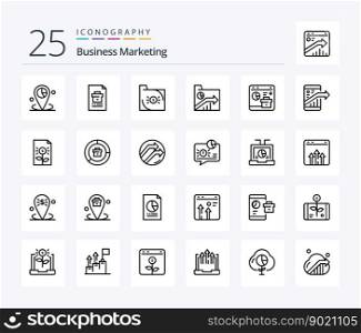 Business Marketing 25 Line icon pack including folder. business. file. economy. business