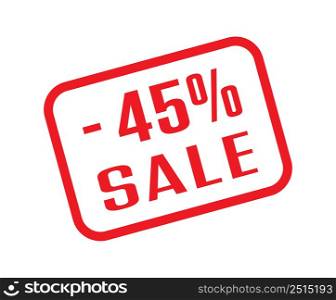 Business marketing. 45 percent sale. A frame with a discount percentage of the sale