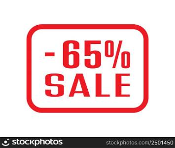 Business marketing. 65 percent sale. A frame with a discount percentage of the sale