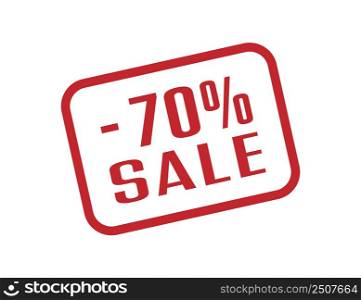 Business marketing. 70 percent sale. A frame with a discount percentage of the sale