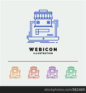 business, marketplace, organization, data, online market 5 Color Line Web Icon Template isolated on white. Vector illustration. Vector EPS10 Abstract Template background