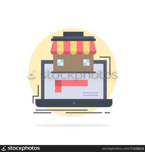 business, marketplace, organization, data, online market Flat Color Icon Vector