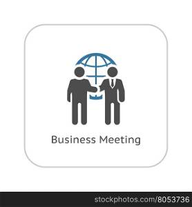 Business Meeting Icon. Flat Design.. Business Meeting Icon. Flat Design. Two man at the meeting. App Symbol or UI element.