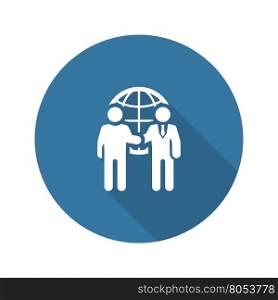 Business Meeting Icon. Flat Design.. Business Meeting Icon. Flat Design. Two man at the meeting. App Symbol or UI element.