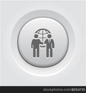 Business Meeting Icon. Grey Button Design.. Business Meeting Icon. Grey Button Design. Two man at the meeting. App Symbol or UI element.