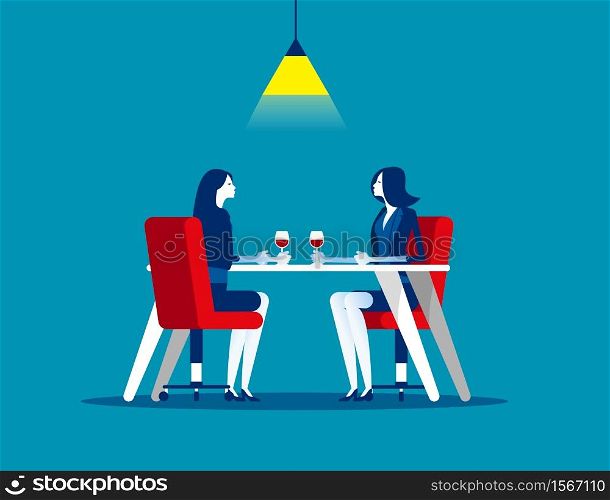Business meeting in restaurant. Concept business vector, Couple, Team, Outdoors.
