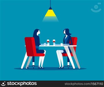 Business meeting in restaurant. Concept business vector, Couple, Team, Outdoors.