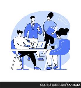 Business meeting isolated cartoon vector illustrations. Group of diverse people meeting in office, discussing new business strategy, finding angel investor, private equity, money vector cartoon.. Business meeting isolated cartoon vector illustrations.