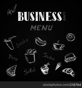 Business  menu, hand drawn lettering ,stock vector illustration. Business menu, hand drawn lettering