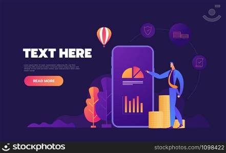 Business mobile application vector isometric illustrations on purple background. Business mobile application vector isometric illustrations on purple background.