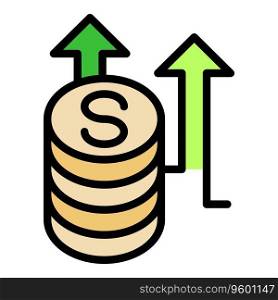 Business money grow icon outline vector. Career self. Goal challenge color flat. Business money grow icon vector flat