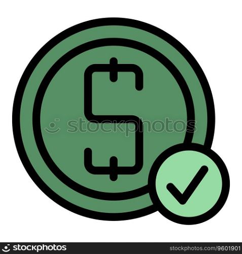 Business money icon outline vector. Credit finance. Approved form color flat. Business money icon vector flat