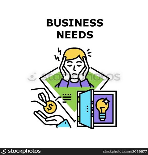Business needs analysis. Search and find solution. Labor person. Team resource. Company professional work staff vector concept color illustration. Business needs icon vector illustration