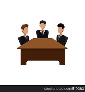 Business negotiations icon in cartoon style on a white background. Business negotiations icon, cartoon style