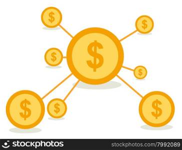 Business network concept vector design with dollars coin