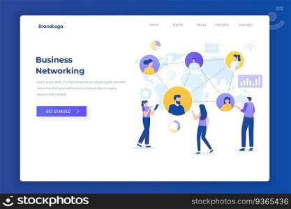 Business networking illustration landing page concept. Illustration for websites, landing pages, mobile applications, posters and banners.