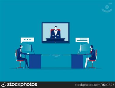 Business office people keep social distancing meeting conference room vector