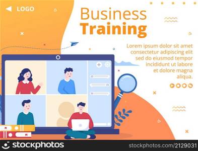 Business Online Training, Seminar or Courses Brochure Template Flat Illustration Editable of Square Background for Social media or Greetings Card