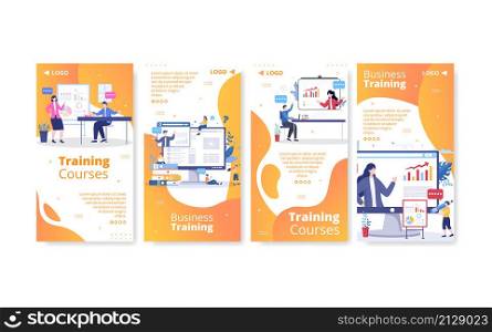 Business Online Training, Seminar or Courses Stories Template Flat Illustration Editable of Square Background for Social media or Greetings Card