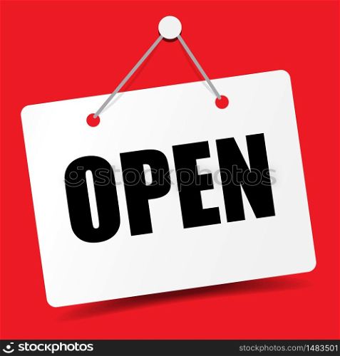 "Business "open" door signage for unlock marketing promotion Premium vector design eps 10."
