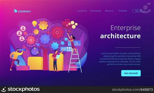 Business operation planning. Software technology integration. Enterprise architecture, IT standard for your business, business it management concept. Website homepage landing web page template.. Enterprise architecture concept landing page