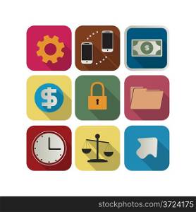 Business or finance flat appication icon set over white background