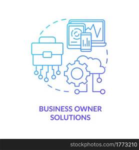 Business owner solutions concept icon. Community development project abstract idea thin line illustration. Establishing digital leadership. Fast IT technologies. Vector isolated outline color drawing. Business owner solutions concept icon