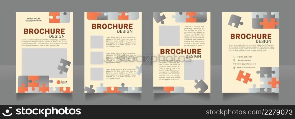 Business partnership blank brochure design. Template set with copy space for text. Premade corporate reports collection. Editable 4 paper pages. Roboto Black, Roboto, Nunito Light fonts used. Business partnership blank brochure design