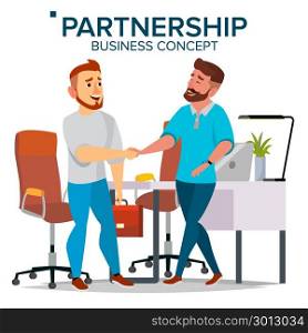 Business Partnership Concept Vector. Two Business Man. Closing deal Document. Business Connection. Isolated Flat Cartoon Illustration. Business Partnership Concept Vector. Two Business Man. Closing deal Document. Business Connection. Flat Cartoon Illustration