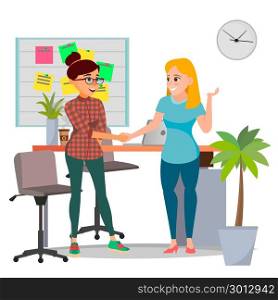 Business Partnership Concept Vector. Two Business Woman. Signing Contract Agreement. Office Meeting. Isolated Flat Cartoon Illustration. Business Partnership Concept Vector. Two Business Woman. Firmly Shaking Hands. Agreement Sign. Isolated Flat Cartoon Illustration